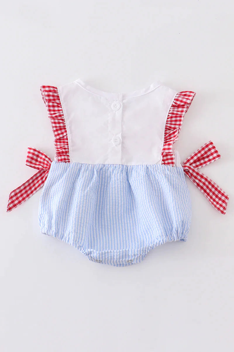 Blue Crab Embroidery Romper