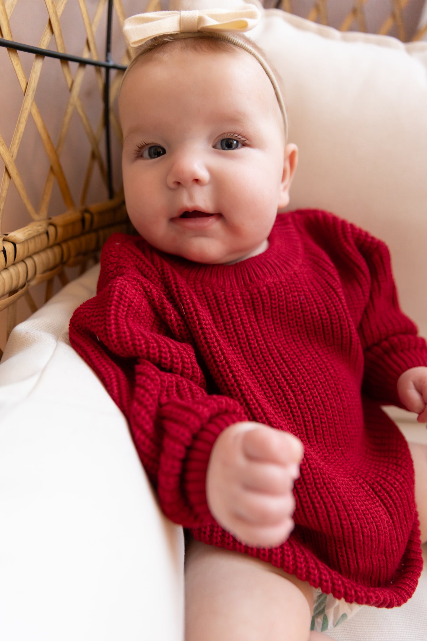 Oversized Knit Sweater- Red