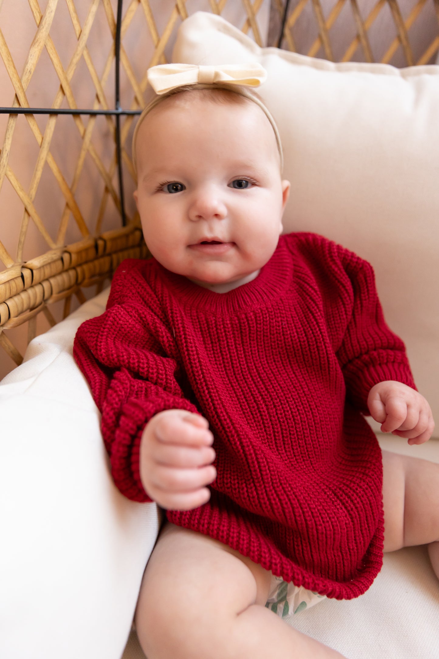 Oversized Knit Sweater- Red