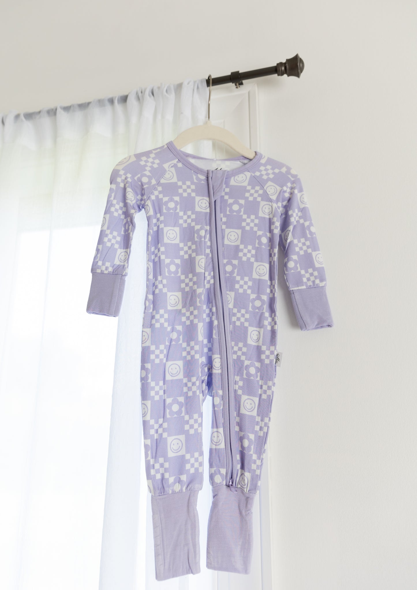 Periwinkle Checks Convertible Romper Pajamas