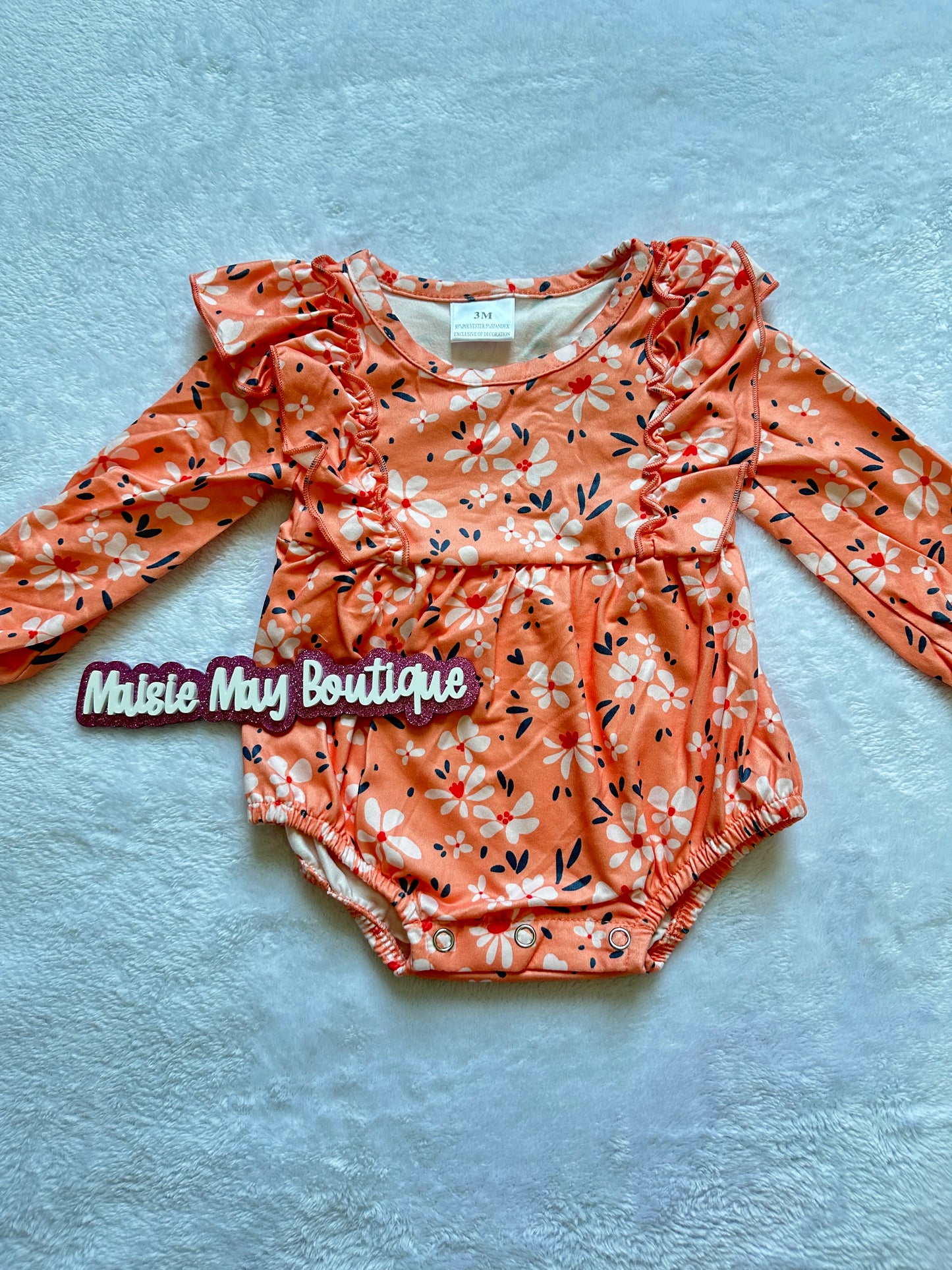 Orange Floral Bubble Romper