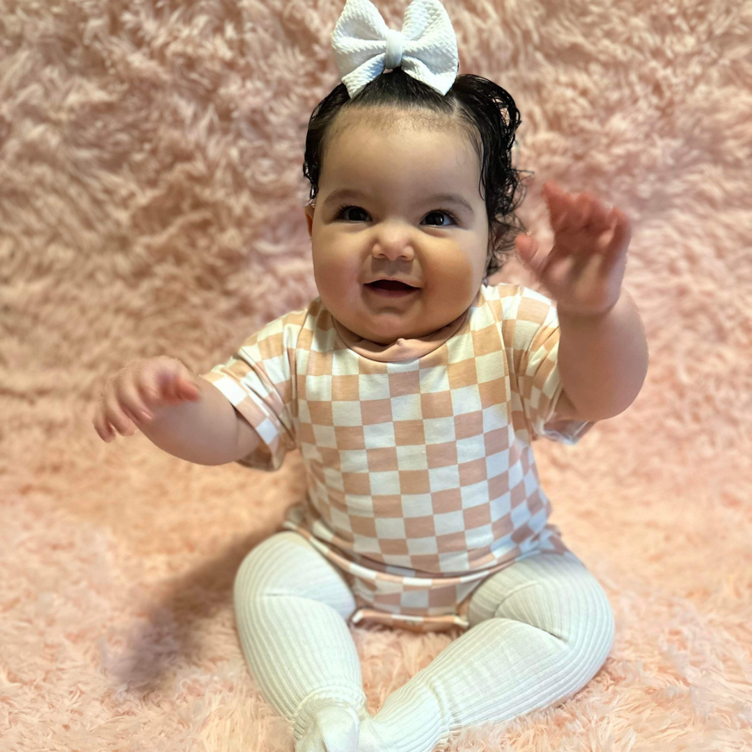 Pink Checker Bubble Romper