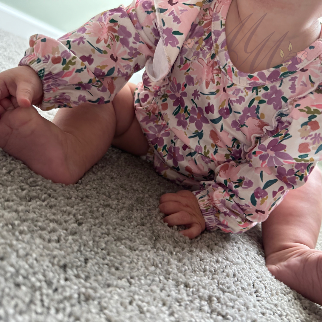 Purple Floral Bubble Romper