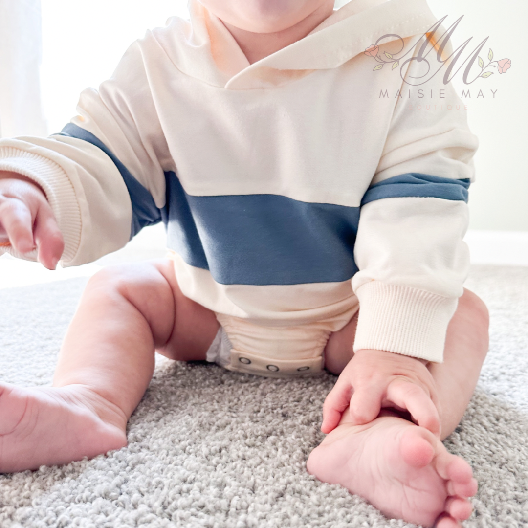 Blue Color Block Hooded Bubble