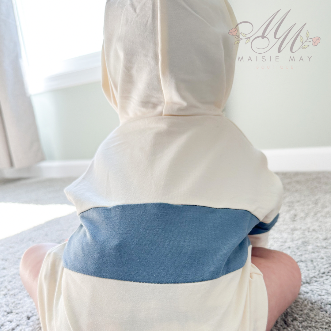 Blue Color Block Hooded Bubble