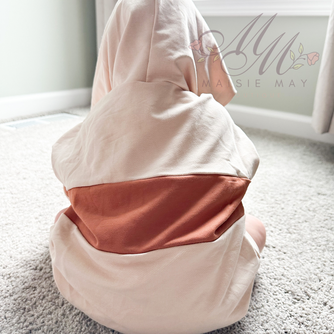 Brown Color Block Hooded Bubble
