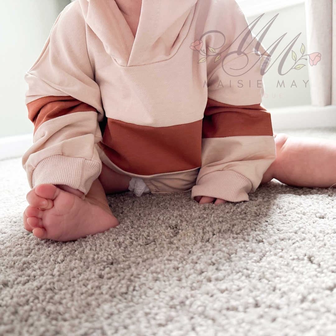 Brown Color Block Hooded Bubble
