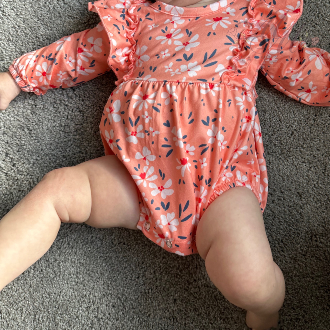 Orange Floral Bubble Romper