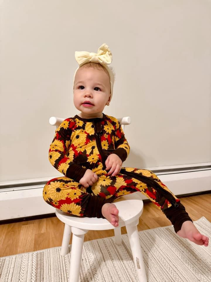 Autumn Blossoms Convertible Romper Pajamas