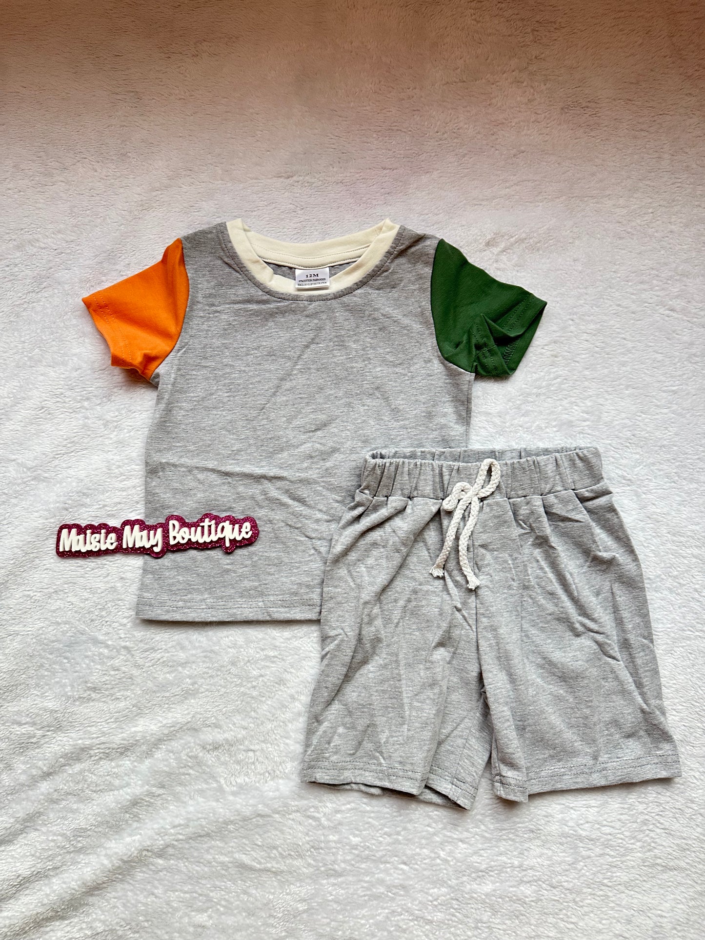Grey Colorblock Short Set