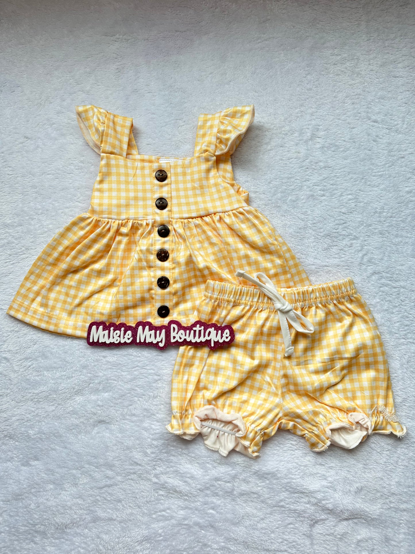 Yellow Plaid Ruffle Set