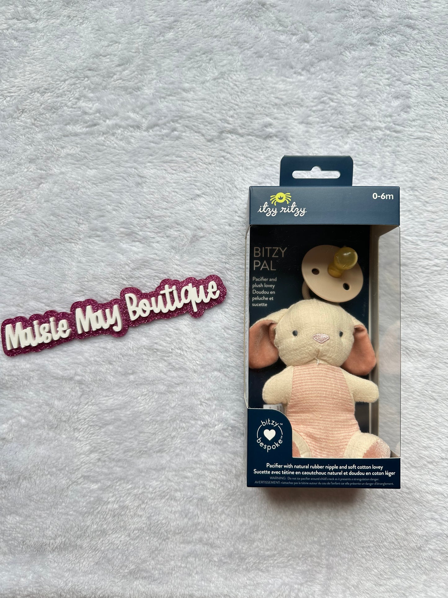 Itzy Ritzy Natural Rubber Pacifier & Stuffed Animal 0-6M