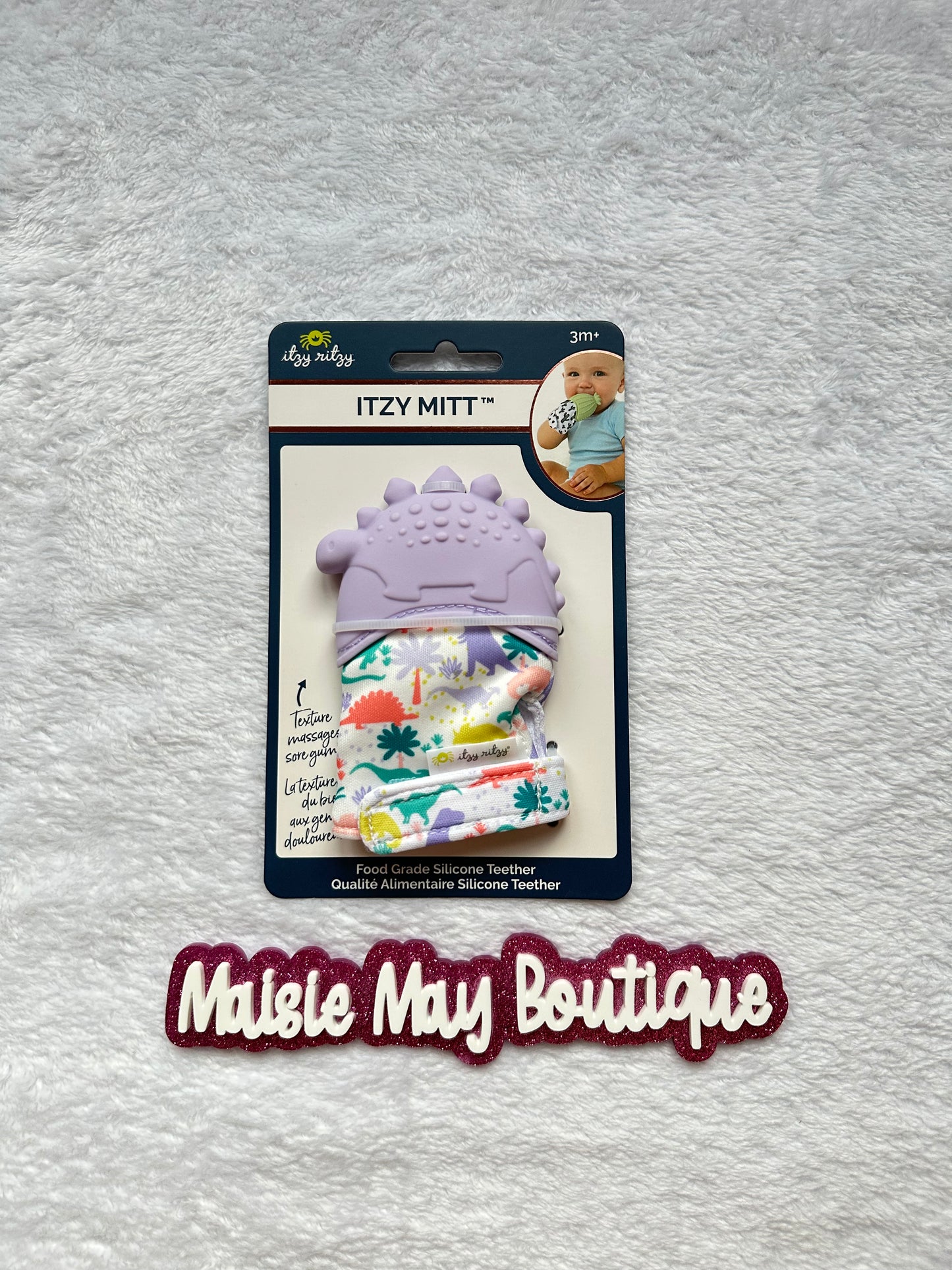 Itzy Ritzy Lilac Dino Teething Mitt