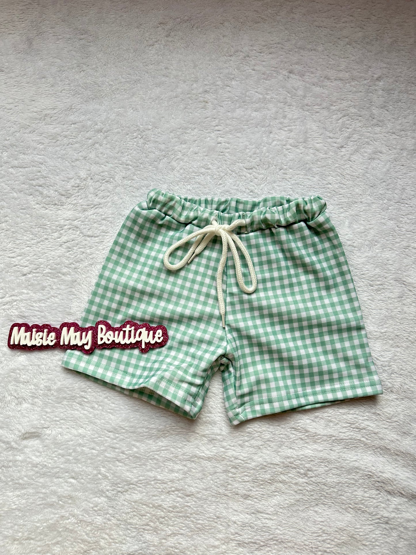 Green Plaid Drawstring Trunks