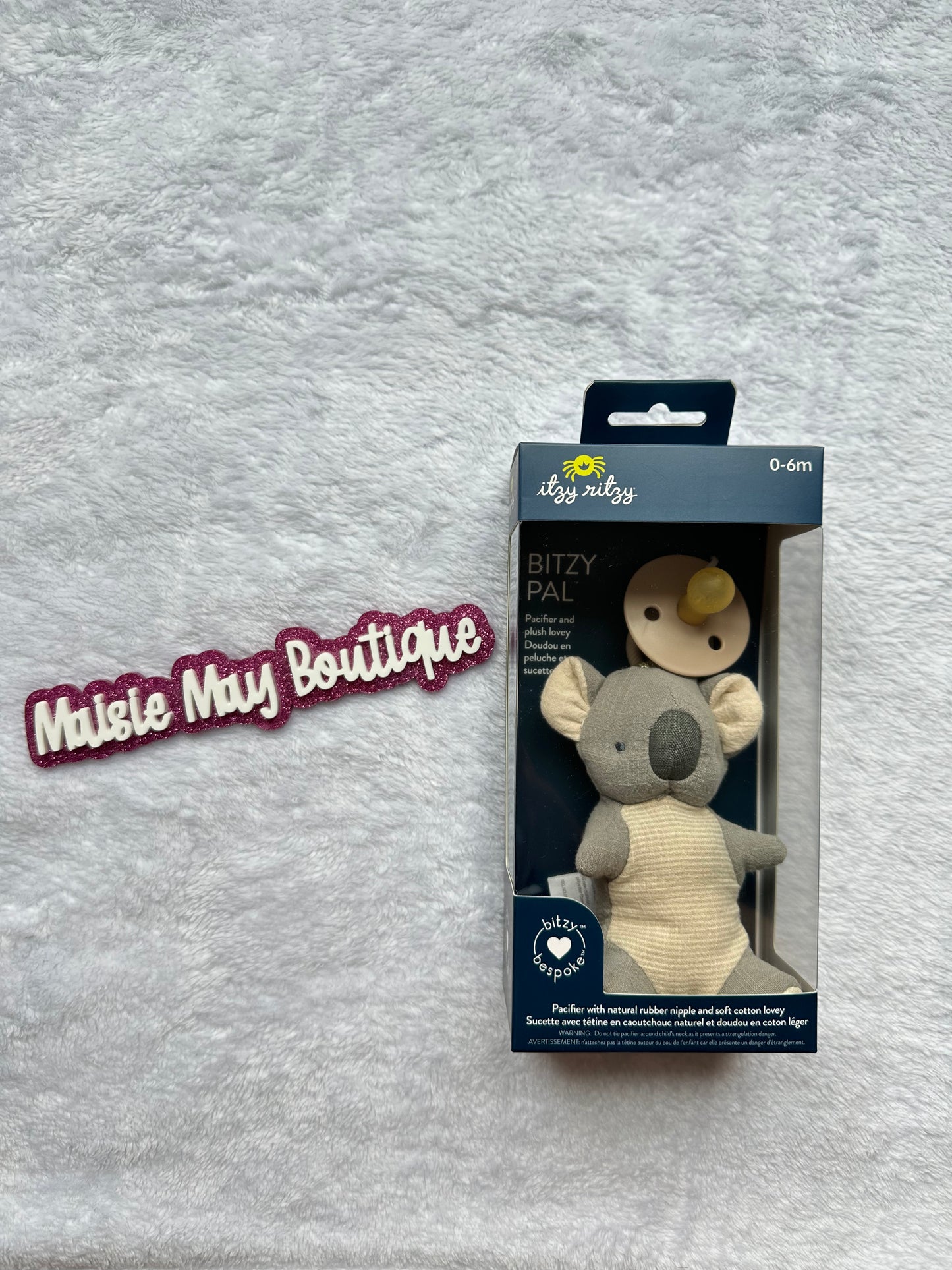 Itzy Ritzy Natural Rubber Pacifier & Stuffed Animal 0-6M