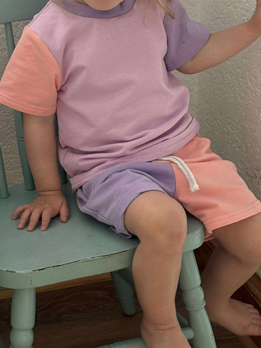 Pink Colorblock Short Set