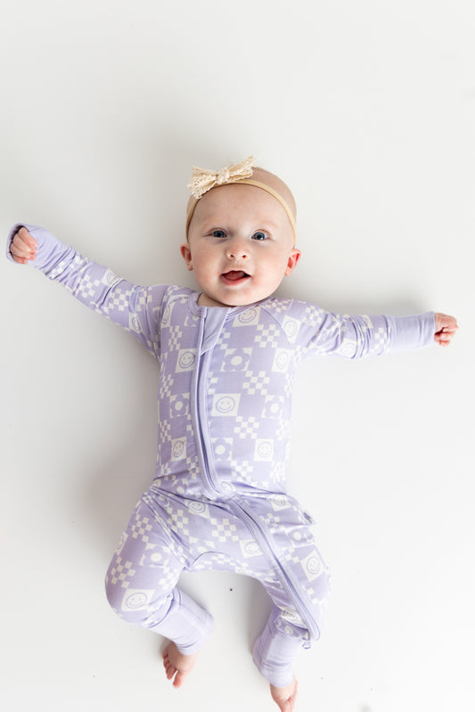 Periwinkle Checks Convertible Romper Pajamas