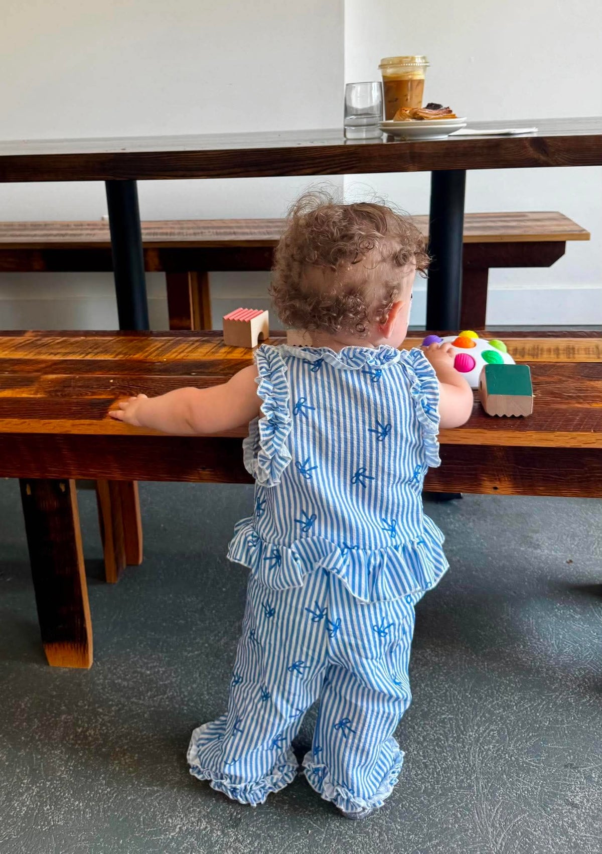 Blue Bow Striped Set