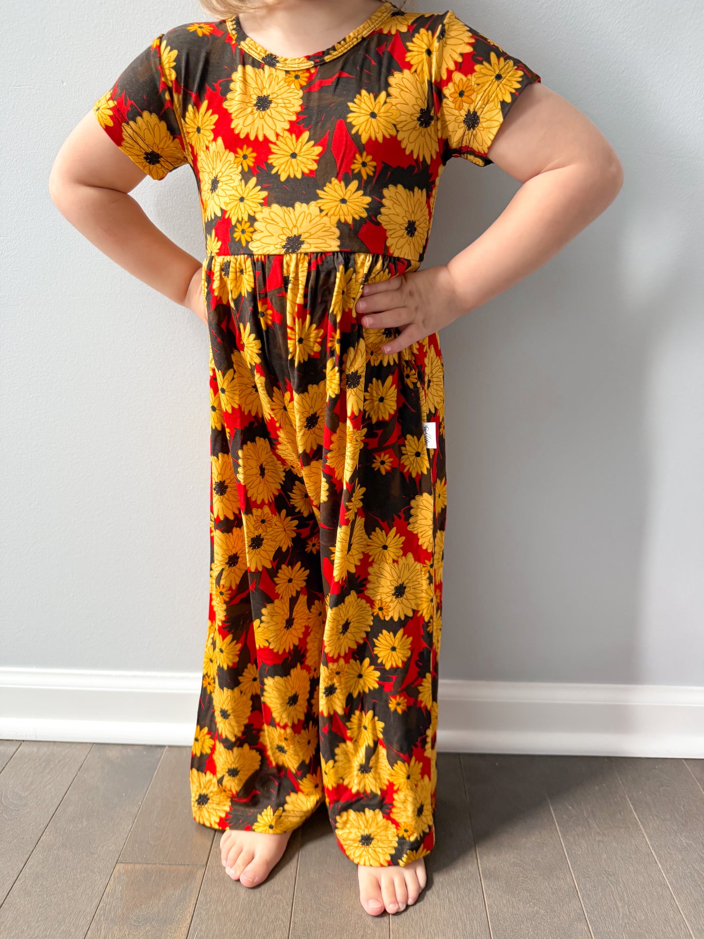 Autumn Blossoms Wide Leg Bamboo Romper