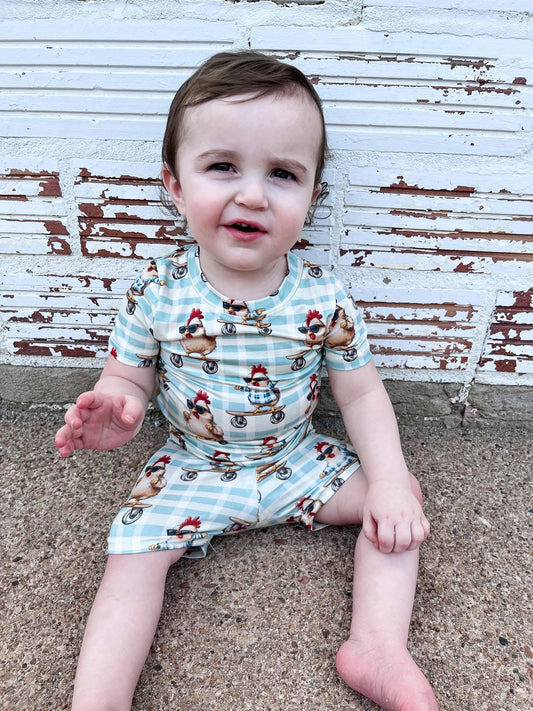 Skater Chickens Two Piece Short Set